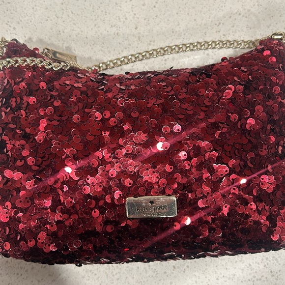 Red sequin Kate Spade shoulder bag. - Picture 8 of 11